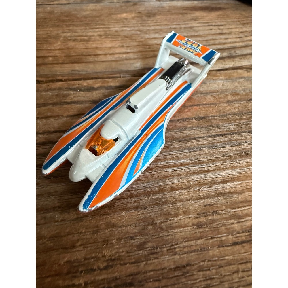 Y2K 2003 Hot Wheels‎ Hydroplane Boat Final Run White Orange Blue 1/64